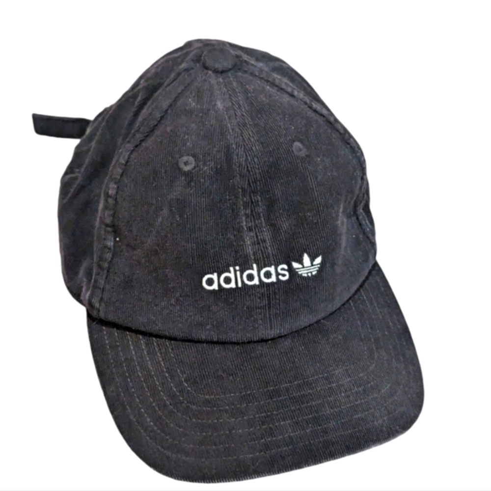 ADIDAS Black Corduroy Baseball Hat Cap Adjustable